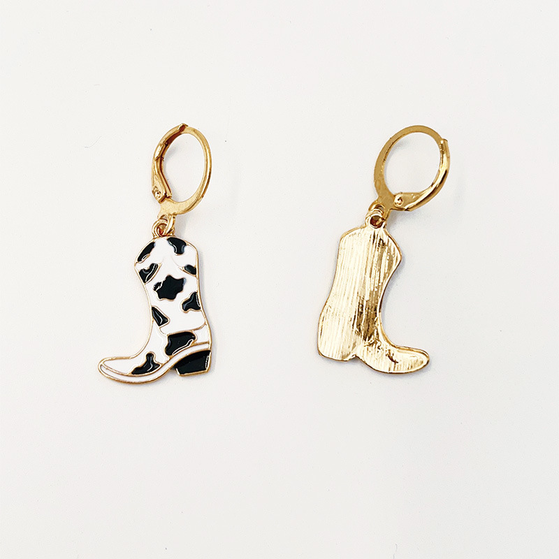 Geometric, Boots Pattern Women's Gender Enamel Design 1 Pair Cowboy Style Geometric Boots Enamel Alloy Drop Earrings