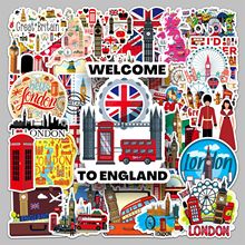 50张英国UK创意户外旅行风景地标打卡防水装饰diy手账本咕卡贴纸