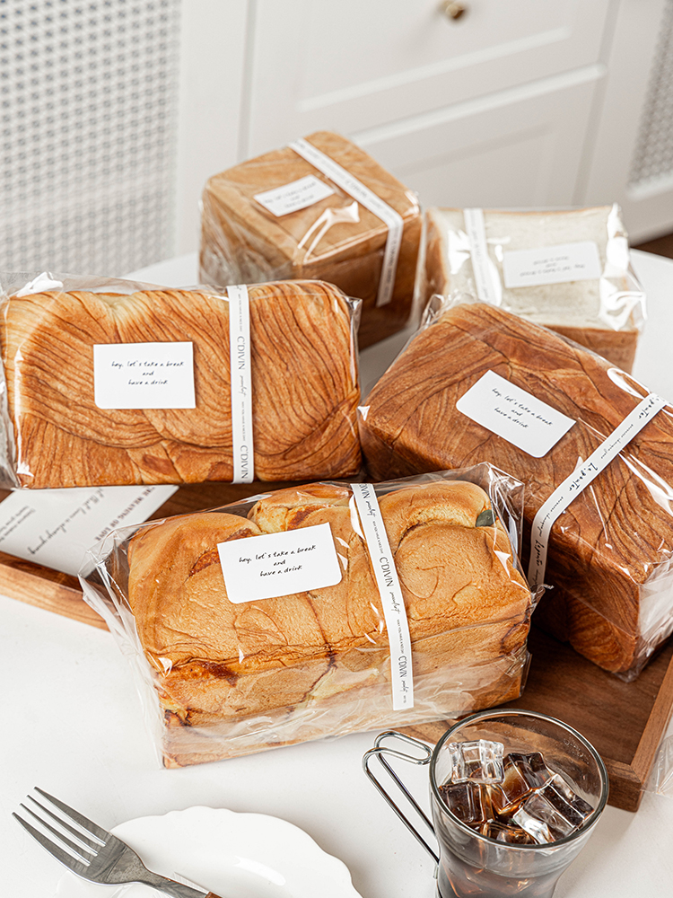 吐司面包包装袋自封烘焙袋子自粘透明打包饼干贝果450g小欧包曲奇