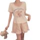 Pajamas Women's Summer and Autumn Modal Woven Cotton Bunny Plant Spray-painted Short-sleeved Shorts suit and Breast Cotton Home Clothes