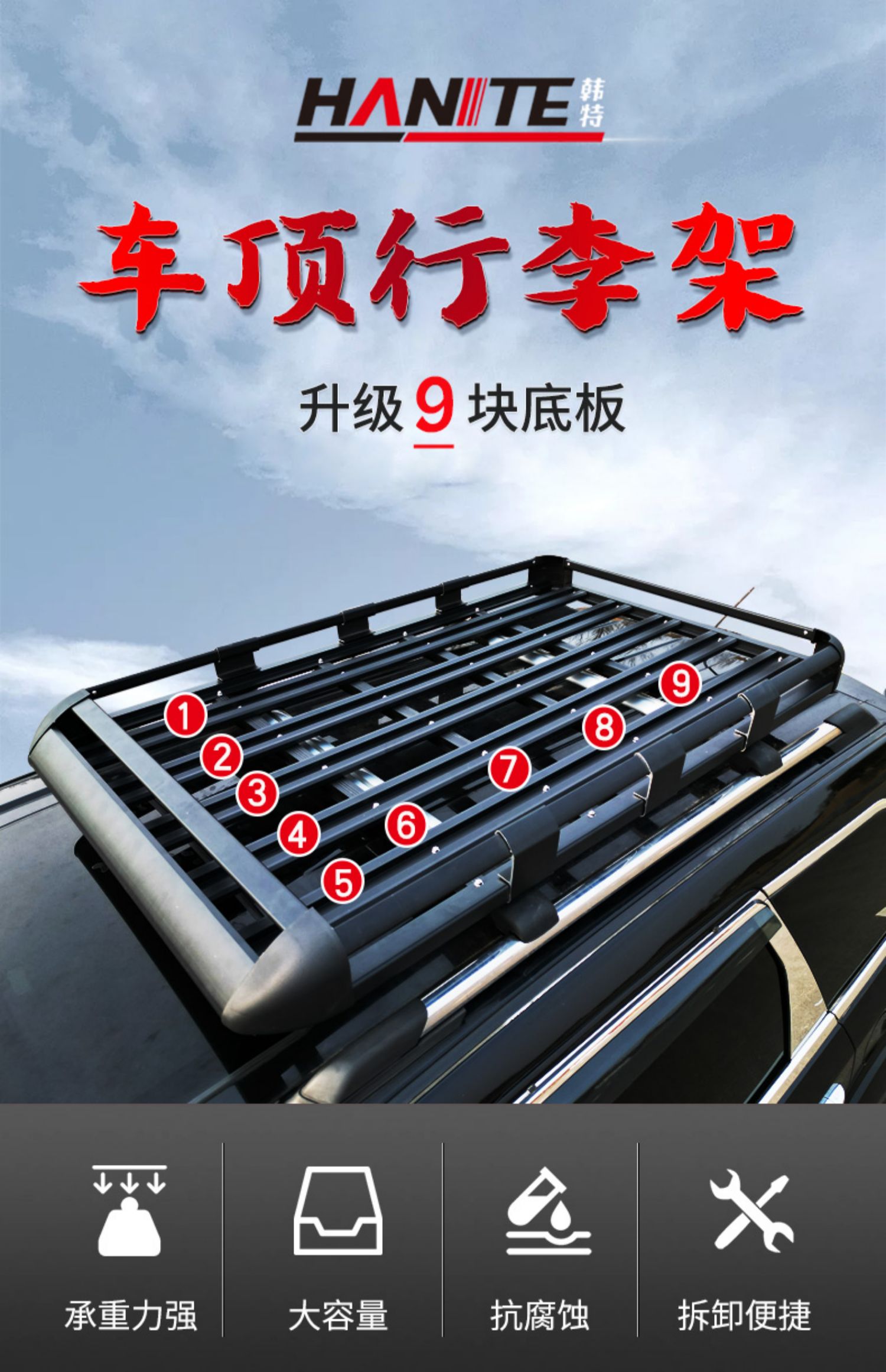 Double-Layer Car Roof Rack Luggage Rack Universal Shelf Travel Rack Basket Vehicle-Mounted Off-Road Suv Modification