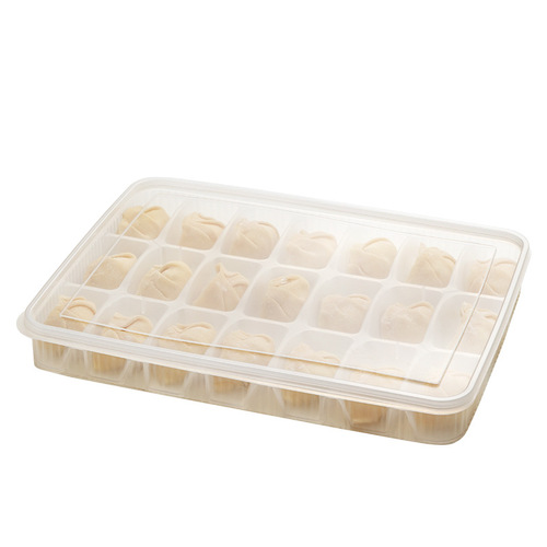 Refrigerator crisper compartmented food storage box with lid plastic food grade dumpling box freezer box large capacity
