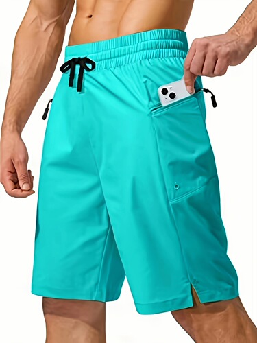 Men's Quick Drying Beach Shorts with Zipper Pockets and No