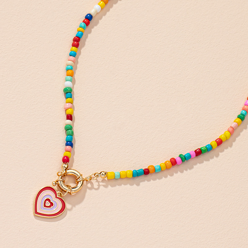 Hit Color Heart-shaped Pendant Necklace Wholesale Nihaojewelry display picture 4