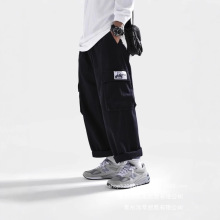 余文乐日系大码潮牌休闲工装裤子男胖子加肥加大多口袋宽松束批发