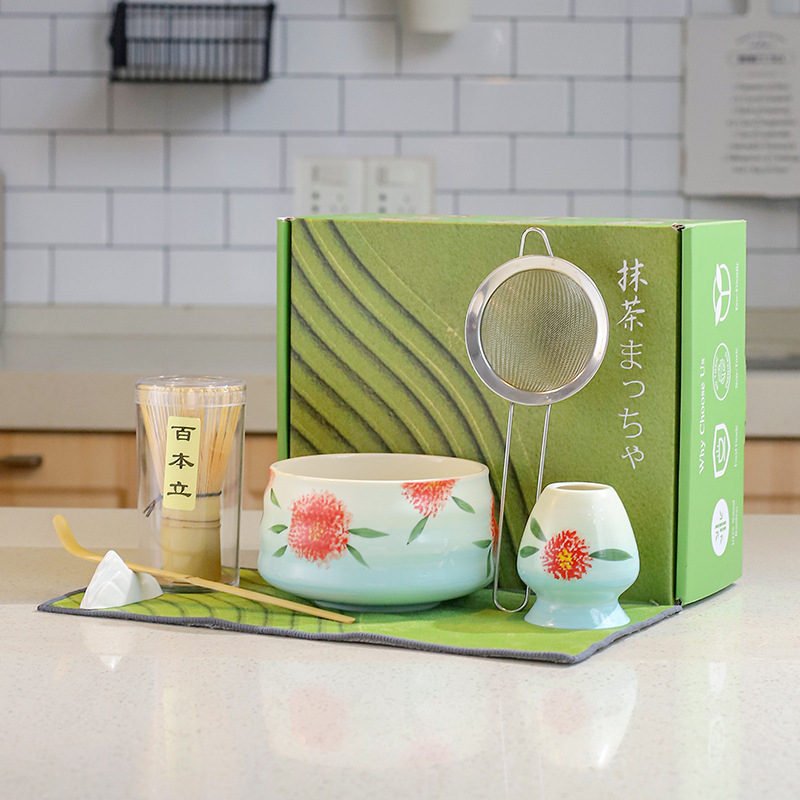 Hand-Painted Matcha Egg Beater Set 7-Piece Matcha Mixer Christmas Gift Tea Whisk Bamboo Whisk Bamboo Matcha Spoon