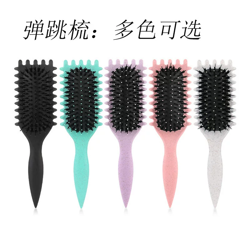 Paddle Hair Brush, multi-color air-cushion detangling comb, 24 cm, for waves & curls