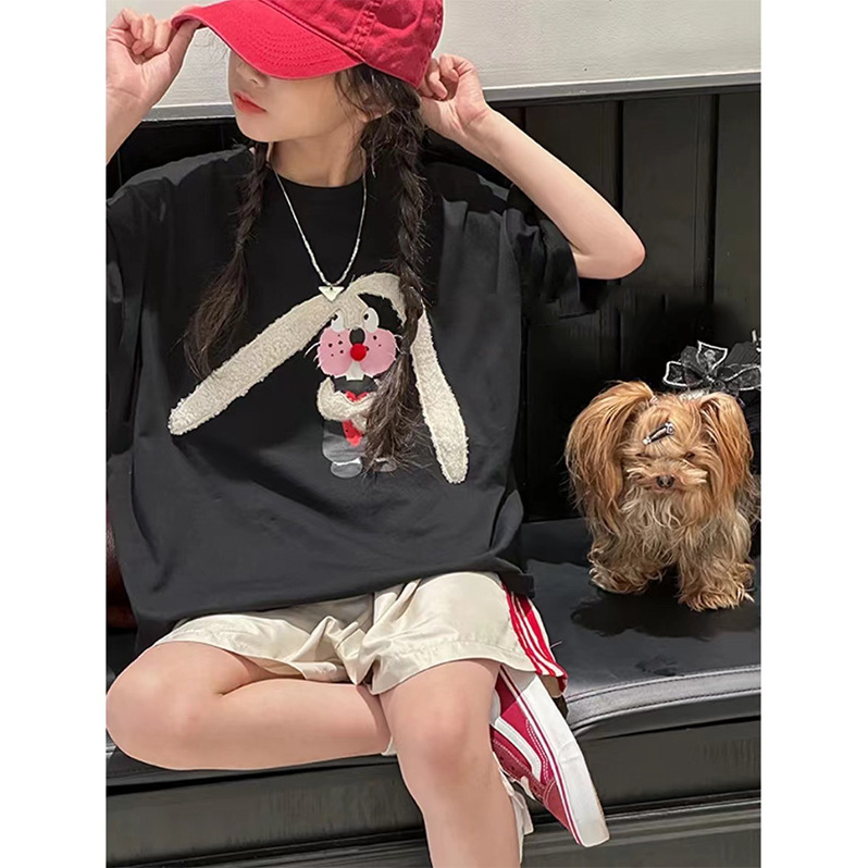 Designer New Towel Girls' 2024 Short-sleeved T-shirt Children's Top Girls' Korean Children's Fashion