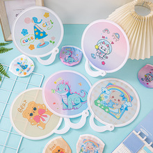 夏季清凉折叠团扇便捷卡通图折叠扇学生迷你扇布面小扇子便携折叠