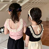 T-shirt, jacket, long-sleeve, summer clothing, backless, with short sleeve, for 3-8 years old