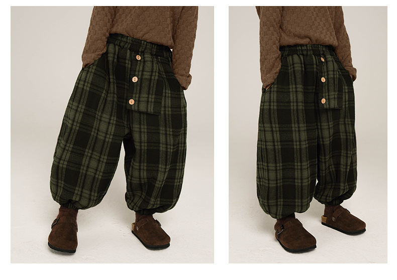 Cute Plaid Cotton Polyester Boys Pants display picture 2