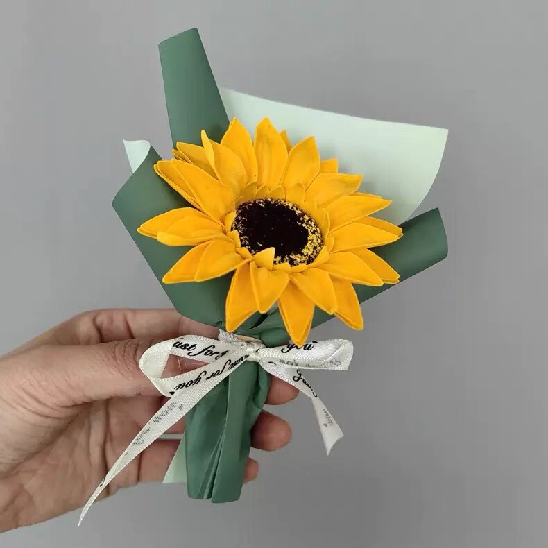 教師の日のギフトブーケ、ひまわり、ミニソープフラワー、友人への贈り物、一気に勝つ花|undefined