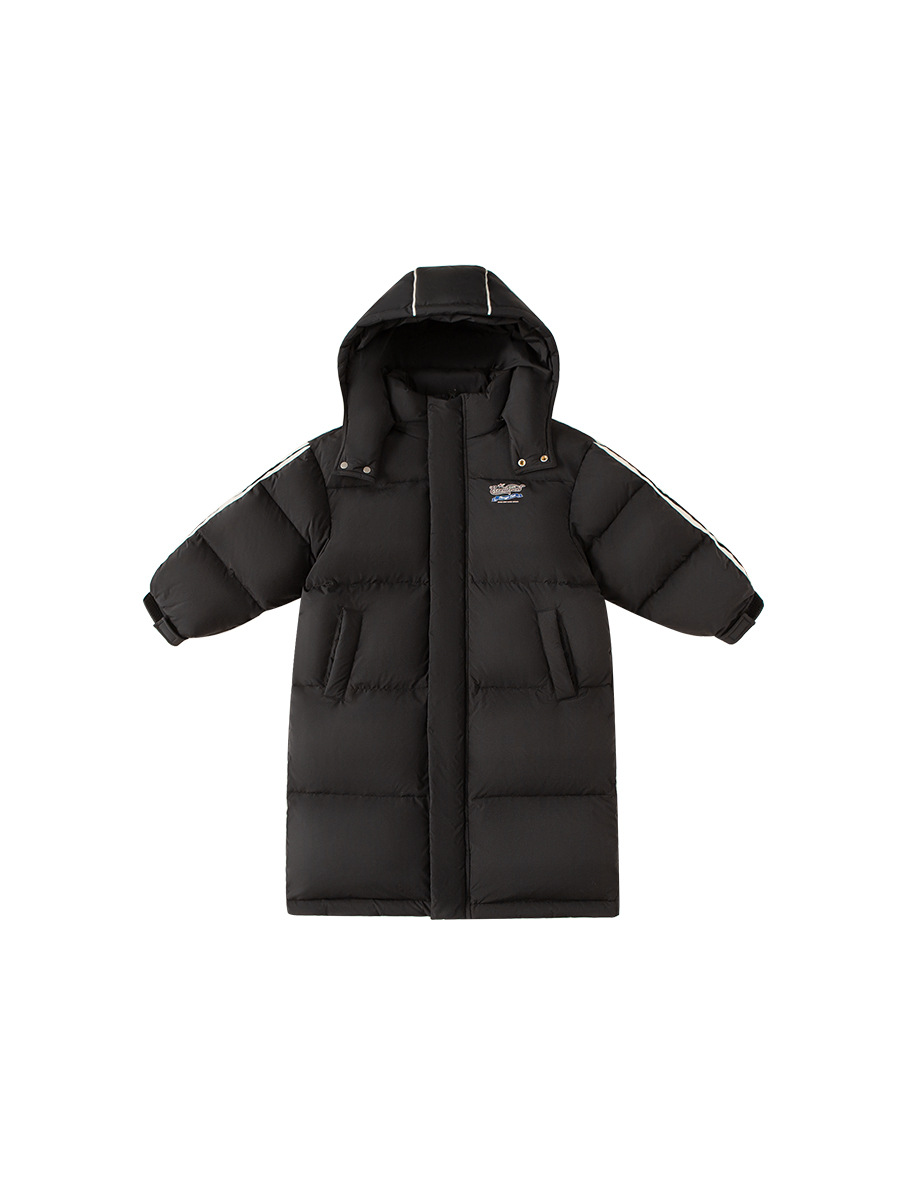 Youbao ropa para niños chaqueta de invierno para niños ropa de invierno para niños de mediana edad engrosada sobre la rodilla chaqueta larga de oro negro para niños