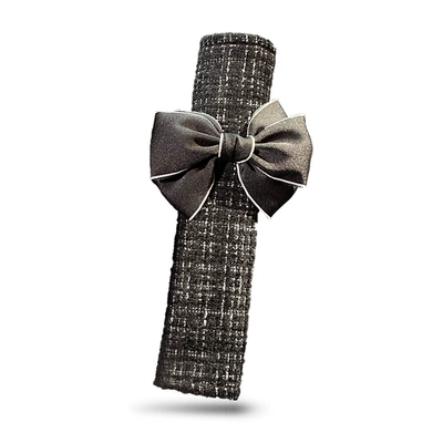 Steering wheel cover – Bow-Knot Car Steering Wheel Cover - small-chanel-style-black-shoulder-paste-black-bow-38cm