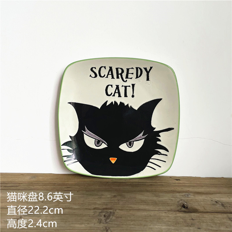 ヨーロッパ式円形大皿陶磁器手描き釉薬下果物クリエイティブケーキ皿家庭用料理皿円形ステーキ皿皿皿|undefined