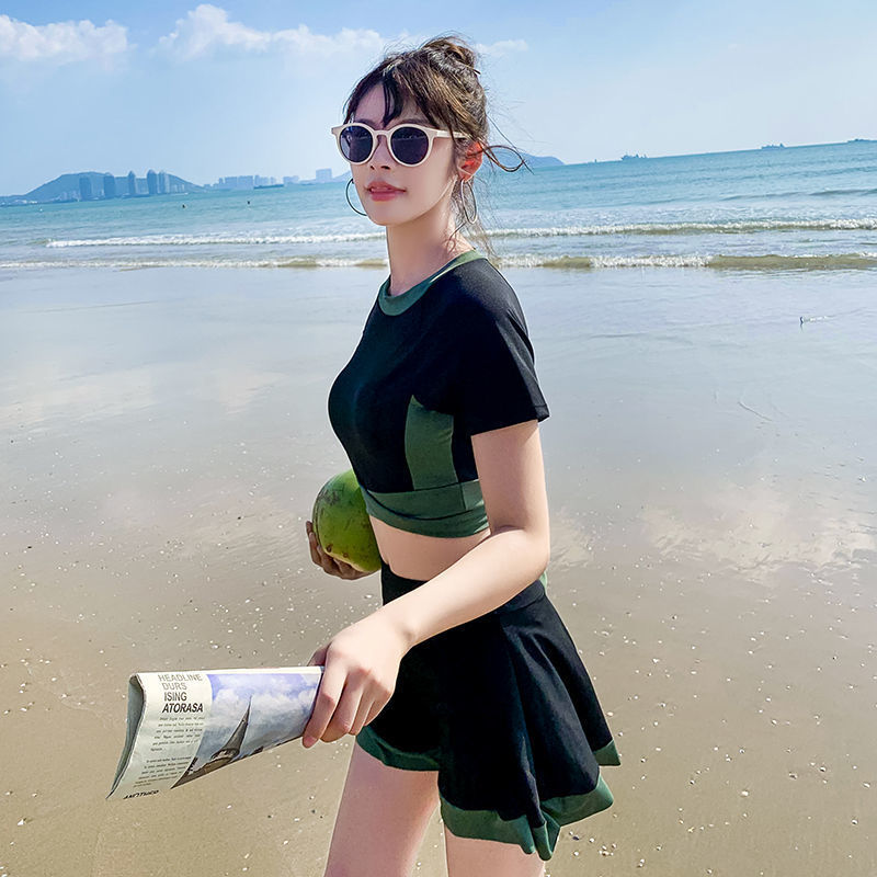 Trajes de baño de dos piezas para mujeres, cubrir la carne, cubrir el estómago, aguas termales conservadoras, estudiantes de secundaria superior, niñas, niños