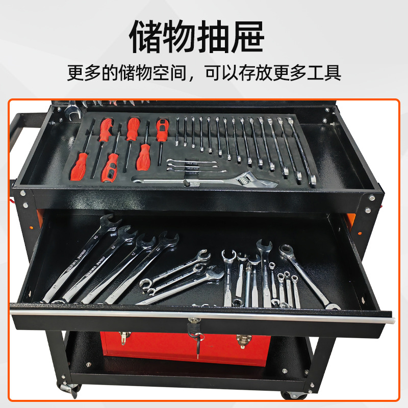 Carro de herramientas de tres capas carro de reparación de automóviles cajón lateral carro móvil multifuncional de piezas de almacenamiento doméstico carro de herramientas