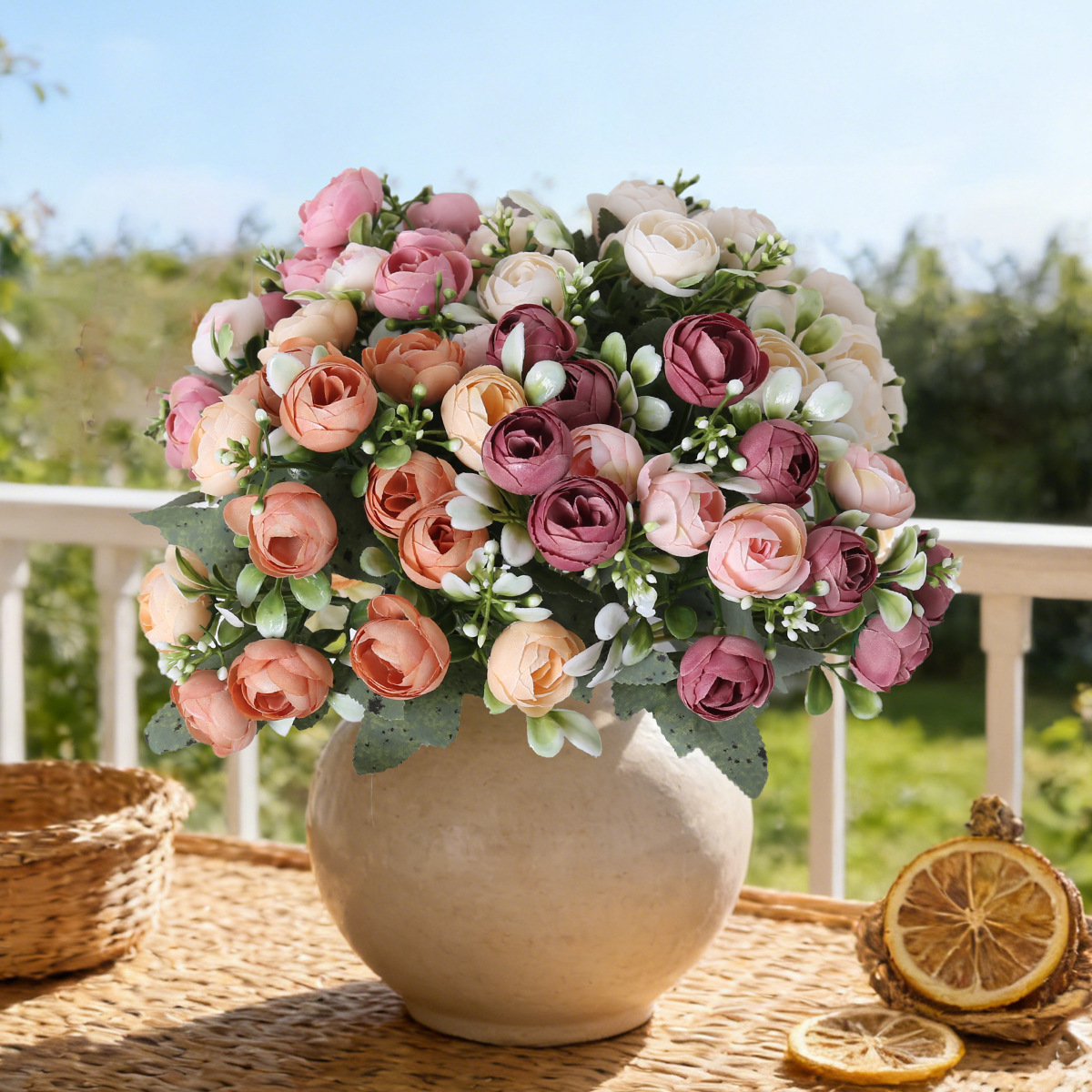 15 flores de peonía de camellia coreana flores de peonía de brotes de corazón estilo pastoral decoración de flores de flores
