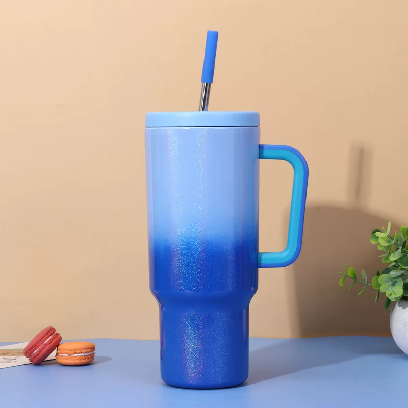 Вакуумный термокружка 40 oz, нержавеющая сталь AISI 304, градиентная отделка с ручкой