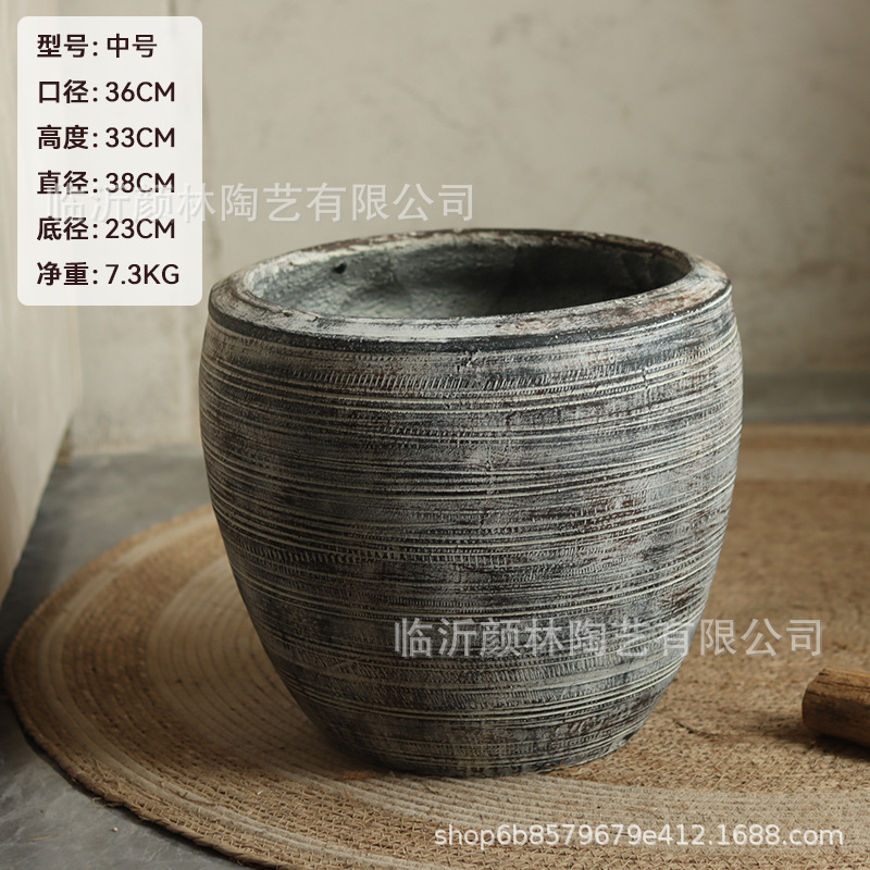 Retro gris creativo textura interior sala de estar maceta verde hotel centro comercial decoración patio gran maceta de aterrizaje