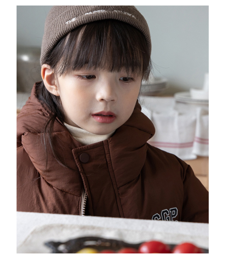 Children's 2023 new solid color hooded turtle shell jacket for boys and girls, white duck down children's clothing live_voghion.com