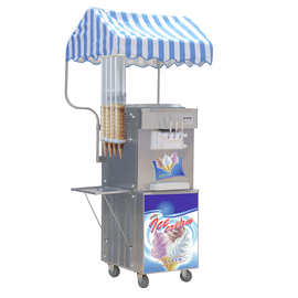 艾荻尔商用软冰淇淋机小型不锈钢立式甜筒雪糕机台式三色冰激凌机