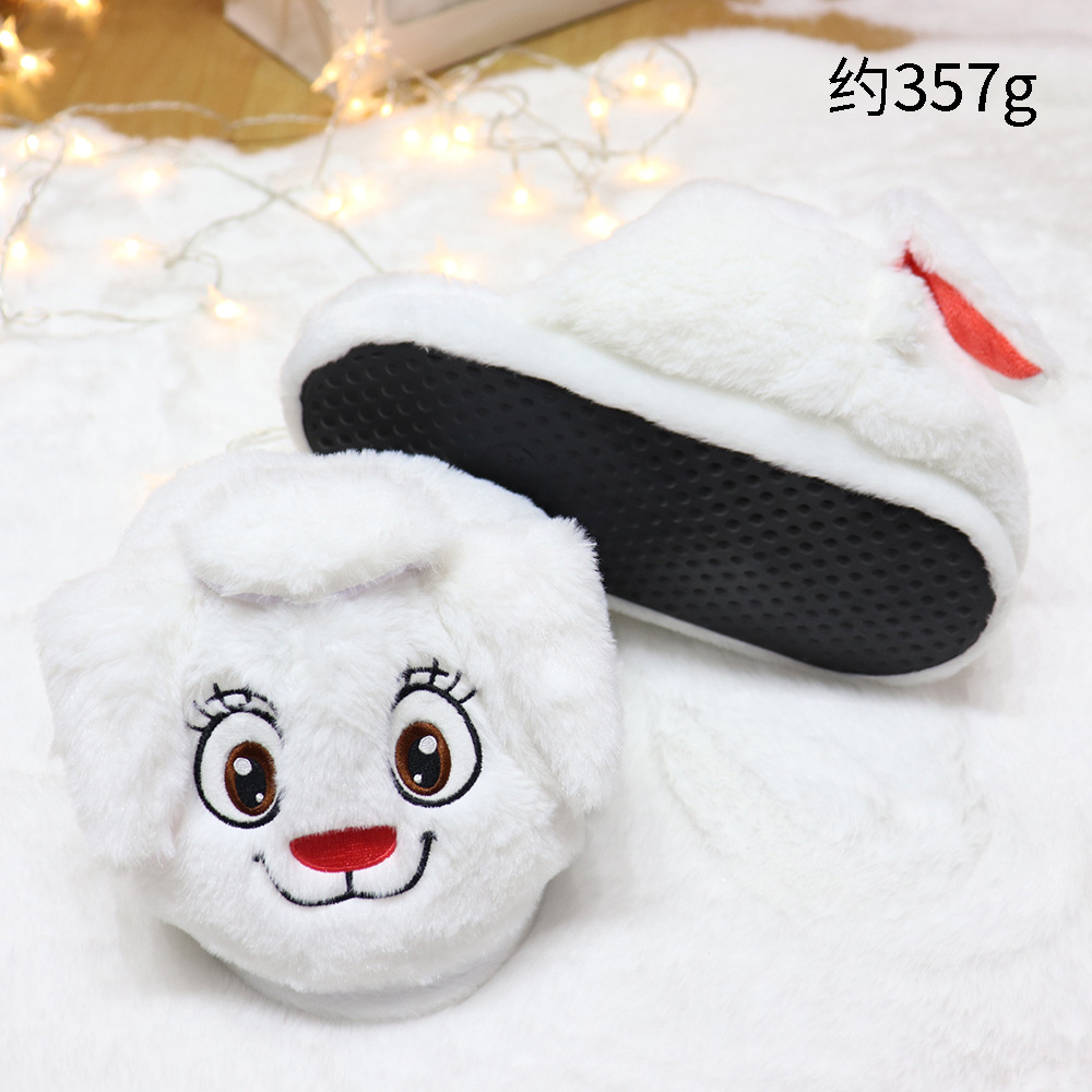 Zapatillas de orejas grandes, trapeador de algodón con orejas en movimiento, lindo perro de dibujos animados, todo incluido, cálido, antideslizante, zapatillas de lana, invierno
