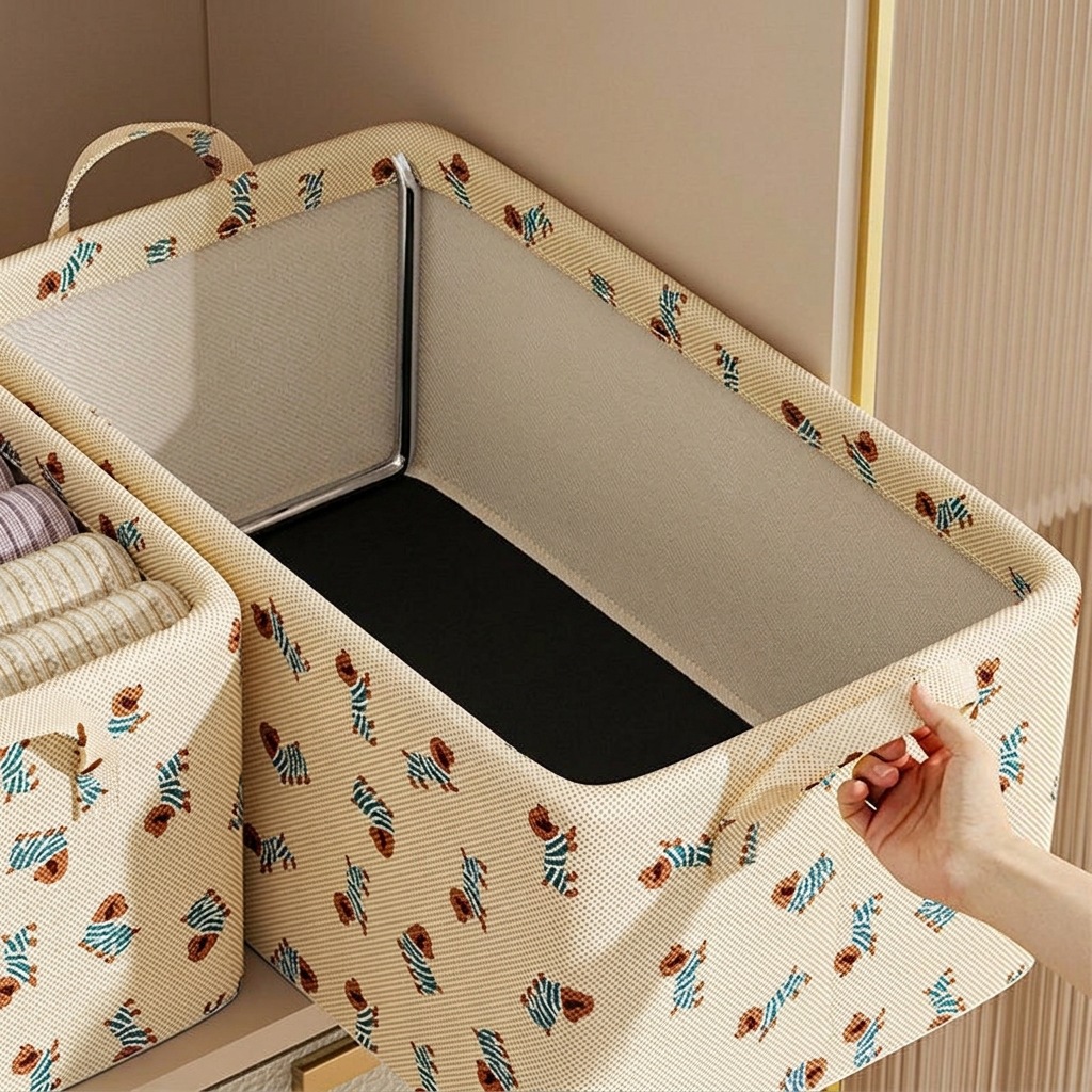Kleidungsaufbewahrungsbox für den Haushalt, Schubladen-Organizer für Kleiderschrank, Hosen- und Kleidungsorgan izer ohne Deckel, faltbar mit Stahlrahmen, Aufbewahrungskorb