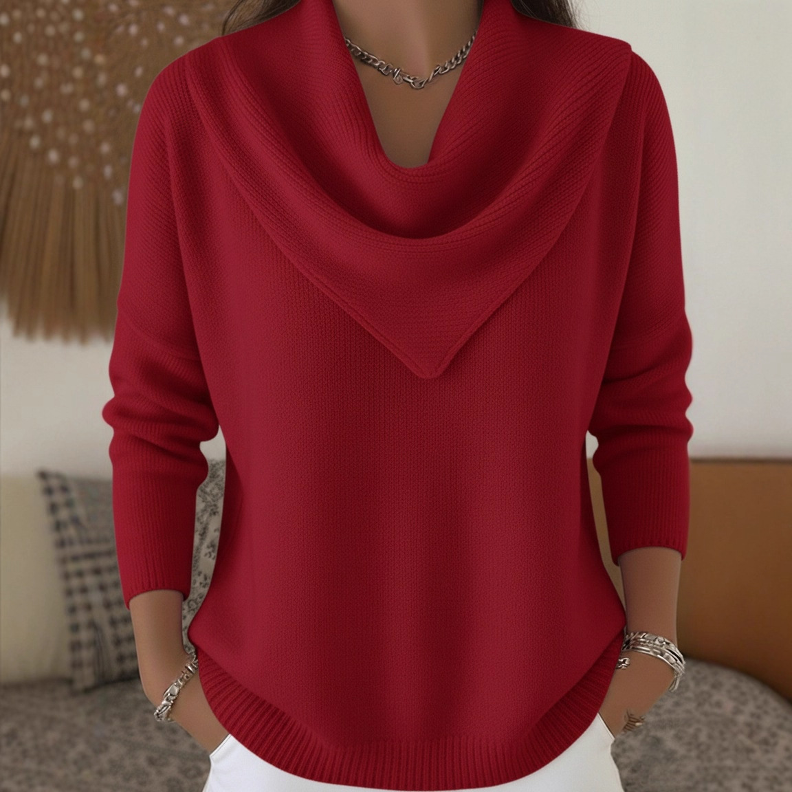 2025 Cross-Border Export Women's Clothing Independent Station Amazon Aliexpress Autumn and Winter New Pure Color Long-Sleeved Tops and Sweaters