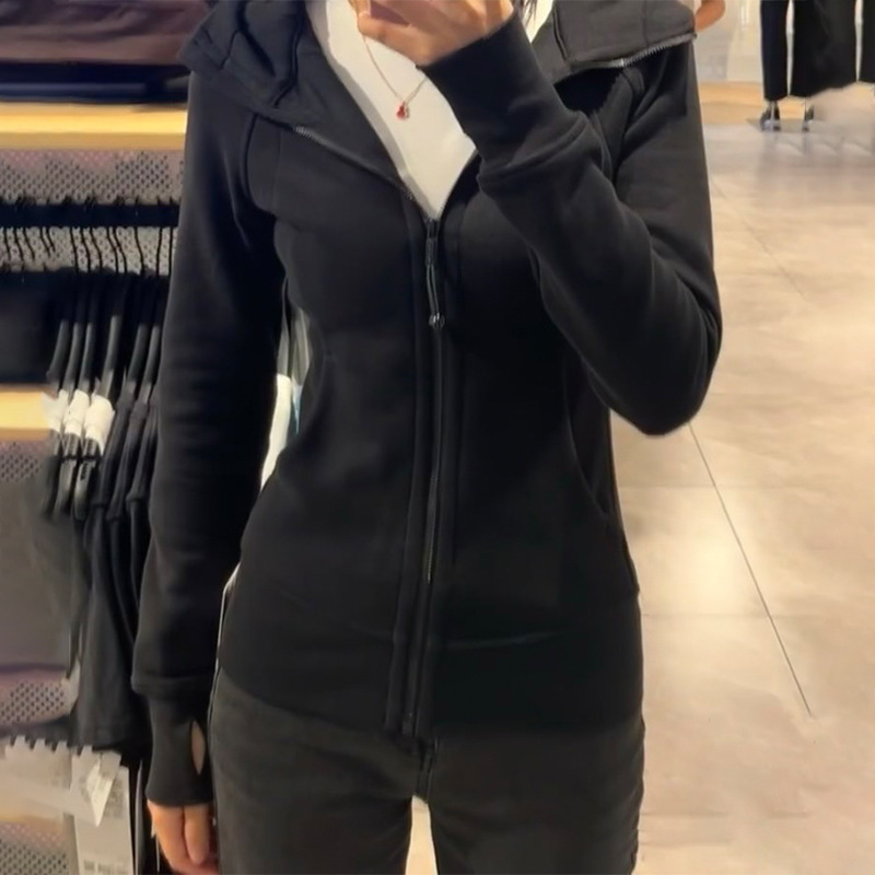修身外套女春秋2025新款初秋季连帽卫衣收腰紧身瑜伽运动短款上衣|undefined