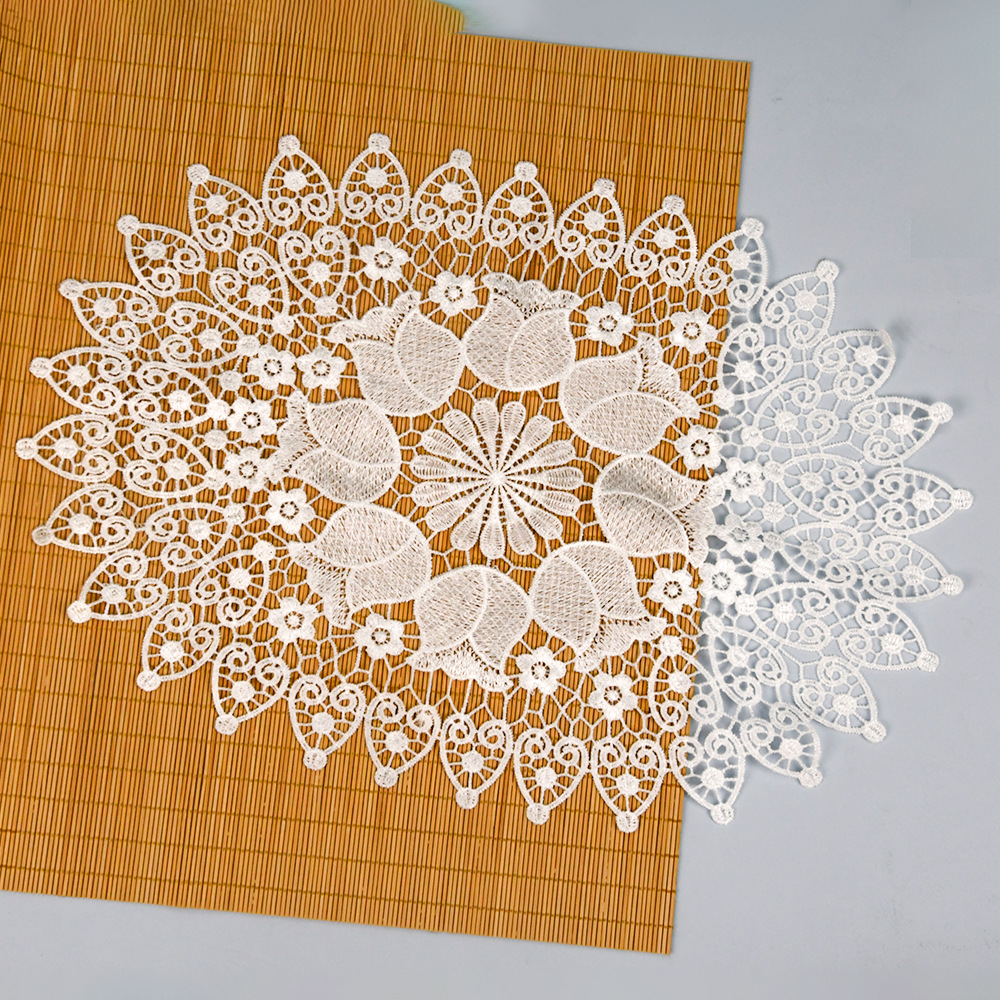 Taza circular hueca cojín bordado de encaje mesa de placas de tazón aislante de calor tela decoración accesorios accesorios de té