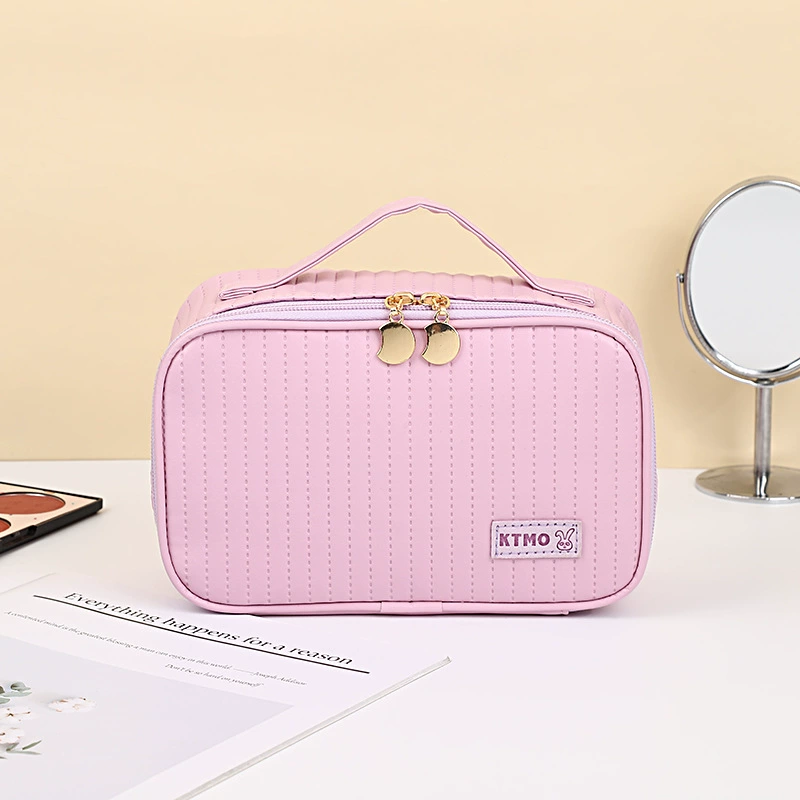 Polyurethane Cosmetic Bag, Handheld Waterproof Organizer, Spacious 24.2×19.6×3.6 cm