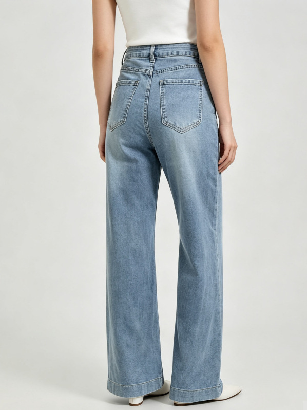 Jeans de Mujer de Tiro Alto y Pierna Ancha de Denim Elástico, Alta Elasticidad, para Estilo Casual image 5