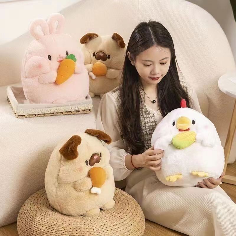 可爱胖嘟嘟狗毛绒玩具呆萌白菜猪玩偶萝卜兔子公仔抱枕送生日礼物