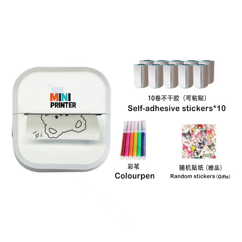 P1 흰색(종이롤 포함) + 붙여넣을 수 있는 종이 10롤 + 색펜 + 랜덤 스티커