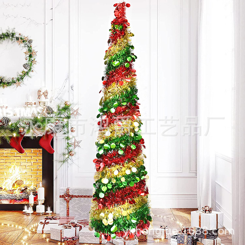 Nuevos productos transfronterizos decoraciones navideñas para el hogar de la atmósfera decorativa del árbol de Navidad PET decoración plegable árbol de Navidad