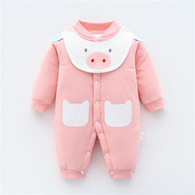 新生婴儿连体衣秋冬加厚保暖棉衣纯棉哈衣夹棉服冬装外出宝宝衣服|ru