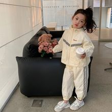 女童套装2023新款休闲装儿童运动服早秋简约运动连帽风衣两件套潮