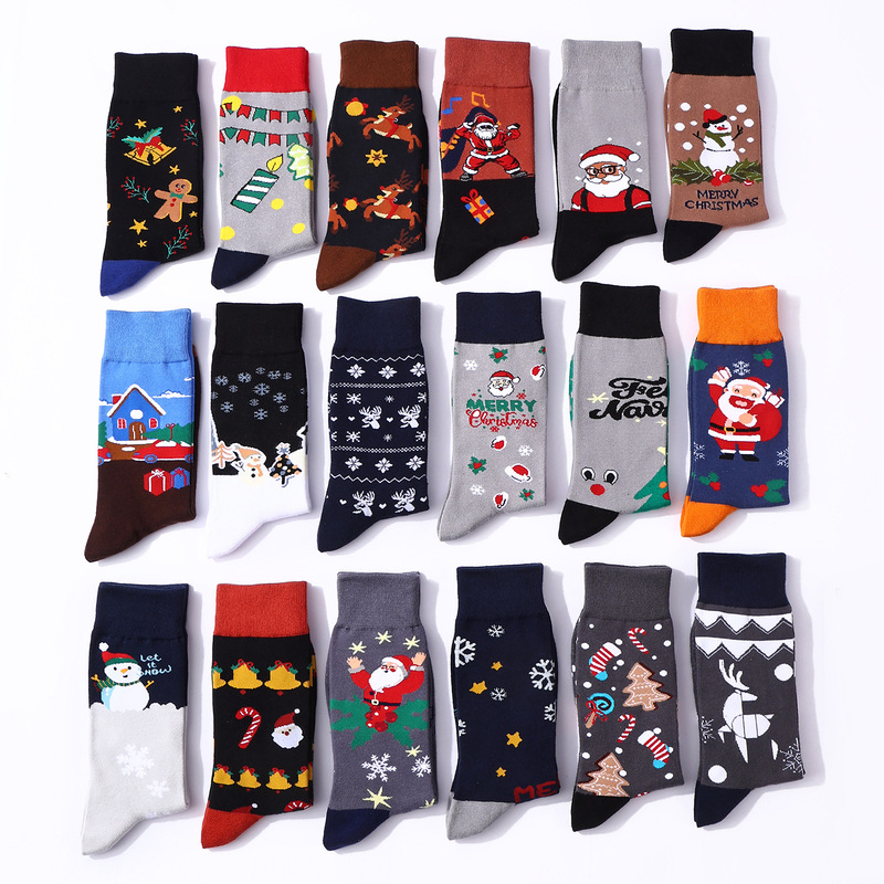 Haichin 外国貿易クリスマスミッドカーフソックス男性用ヨーロッパとアメリカのトレンディなブランドクリスマスソックス女性用クロスボーダーサンタクローストレンディソックス|undefined