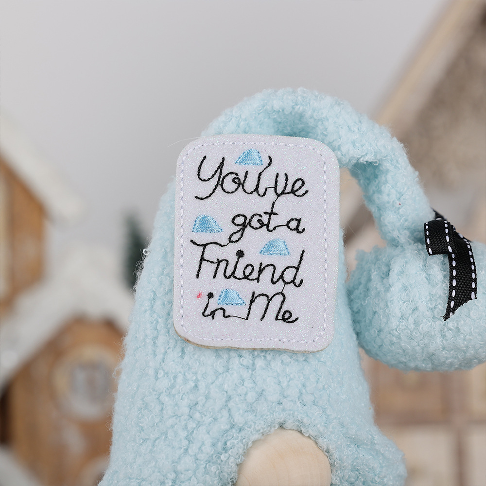 Festival creativo enano muñeca de pie decoración de escritorio Cruz-frontera azul bosque hombre muñeca sin rostro decoración de la ventana