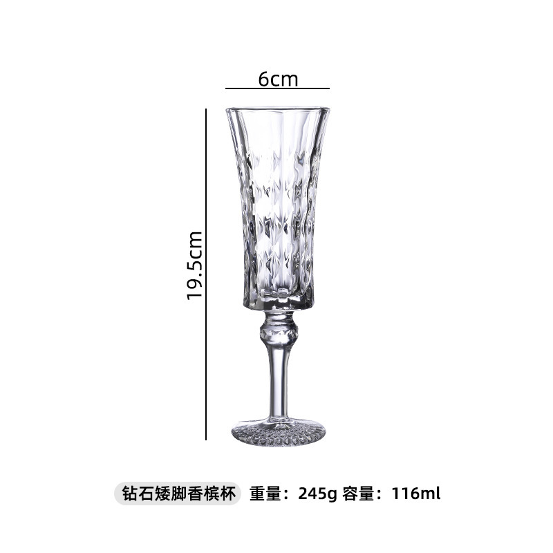 Copa de champán de pies cortos de diamante número 4