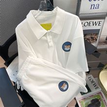 日系翻领polo衫男长袖藏青卫衣夏季薄设计感小众oversize情侣外套