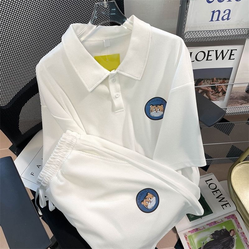 日系翻领polo衫男长袖藏青卫衣夏季薄设计感小众oversize情侣外套