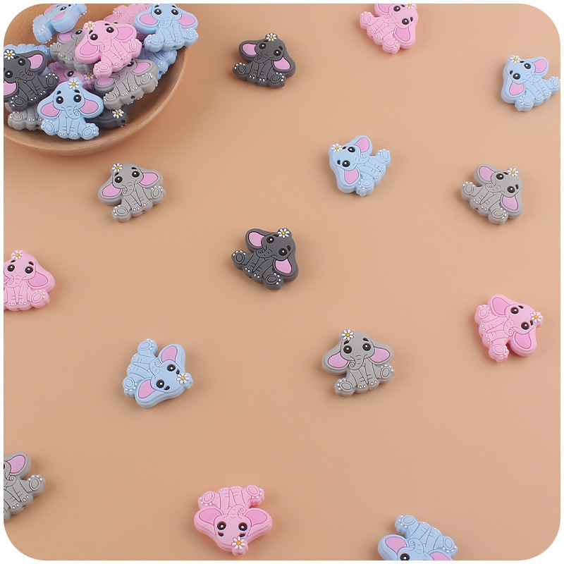 Suministros para bebés de dibujos animados animal elefante mordedor de silicona creativo lindo bebé mordida pezón accesorios de cadena anti-caída