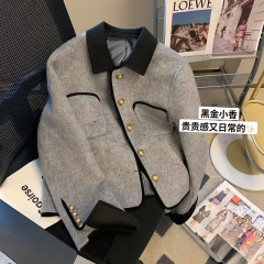 Xiaoxiangfeng ウールショートコート女性のための 2025 春と秋の新しいスタイルのハイエンドファッション気質セレブスタイルラペルトップ
