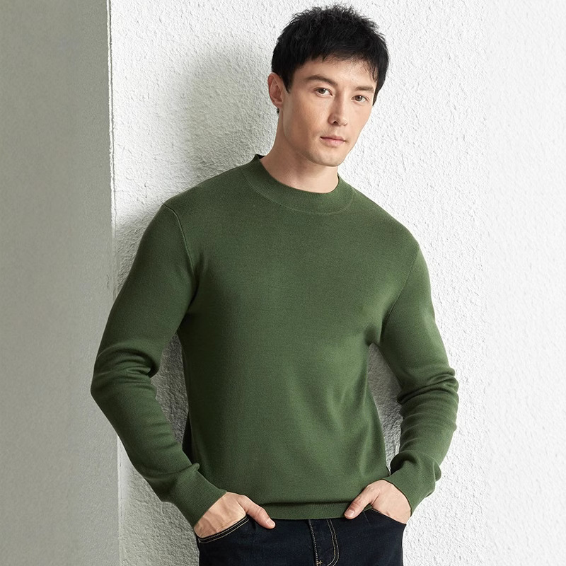 [Thickened and machine washable] Pure wool solid color semi-turtle…