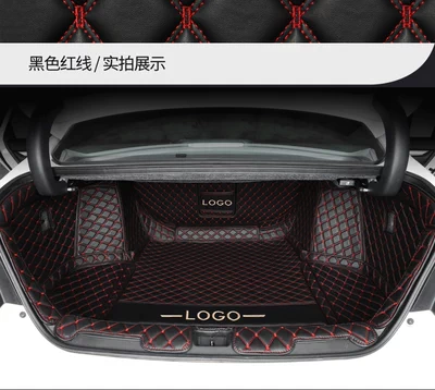 Special car car fully Trunk Mat - black-red-line-fully-surrounded-please-leave-a-message-about-the-model-year-after-ordering