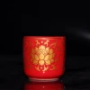 Flat red lotus height 5 diameter 4.4cm
