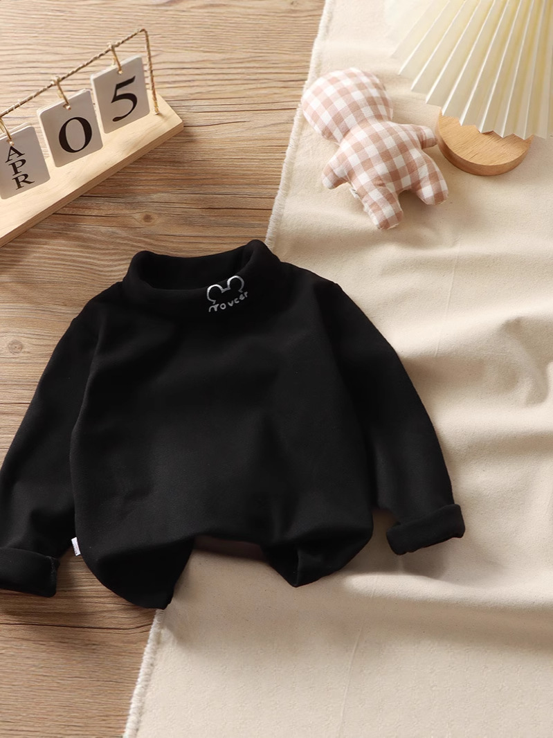 Camisetas térmicas para niños, capa base de manga larga con cuello vuelto, camisa fina de capa base, camisa de una sola pieza para niñas, otoño e invierno.