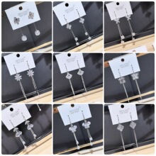 长款微镶锆石流苏耳环女气质爆闪火彩仙仙高级感925银针耳饰